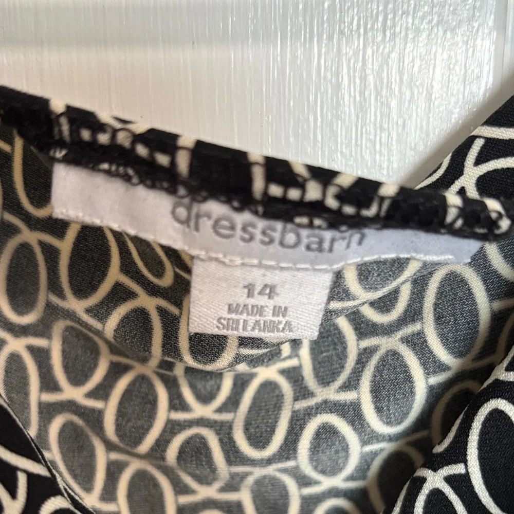 Dress Barn Black & White Geometric Cowl Neck Midi Dress